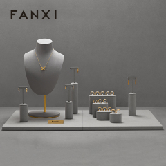 FANXI Hot sale Grey Microfiber Jewelry Combination Set