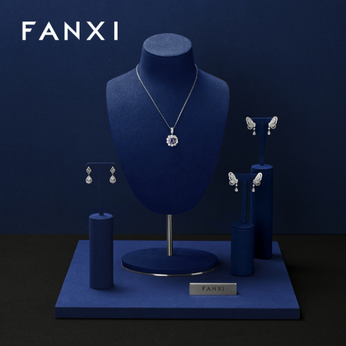 FANXI High end Blue microfiber Jewelry Display