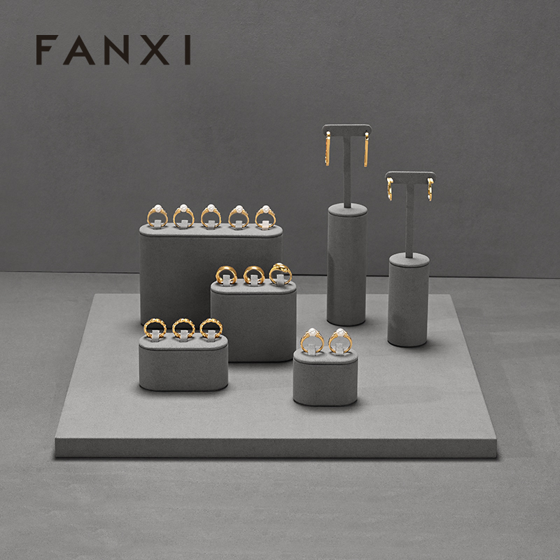 FANXI Hot sale Grey Microfiber Jewelry Combination Set