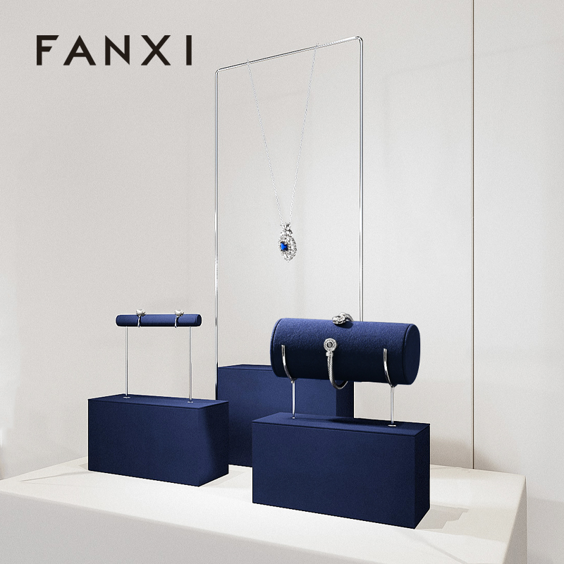 FANXI Fashion Blue Metal Jewelry display set