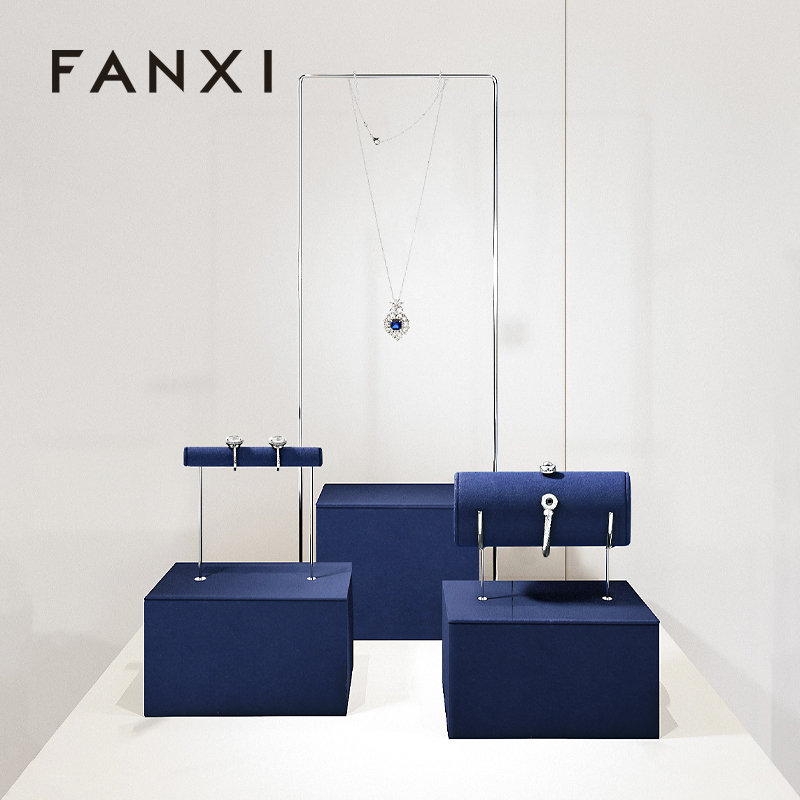 FANXI Fashion Blue Metal Jewelry display set