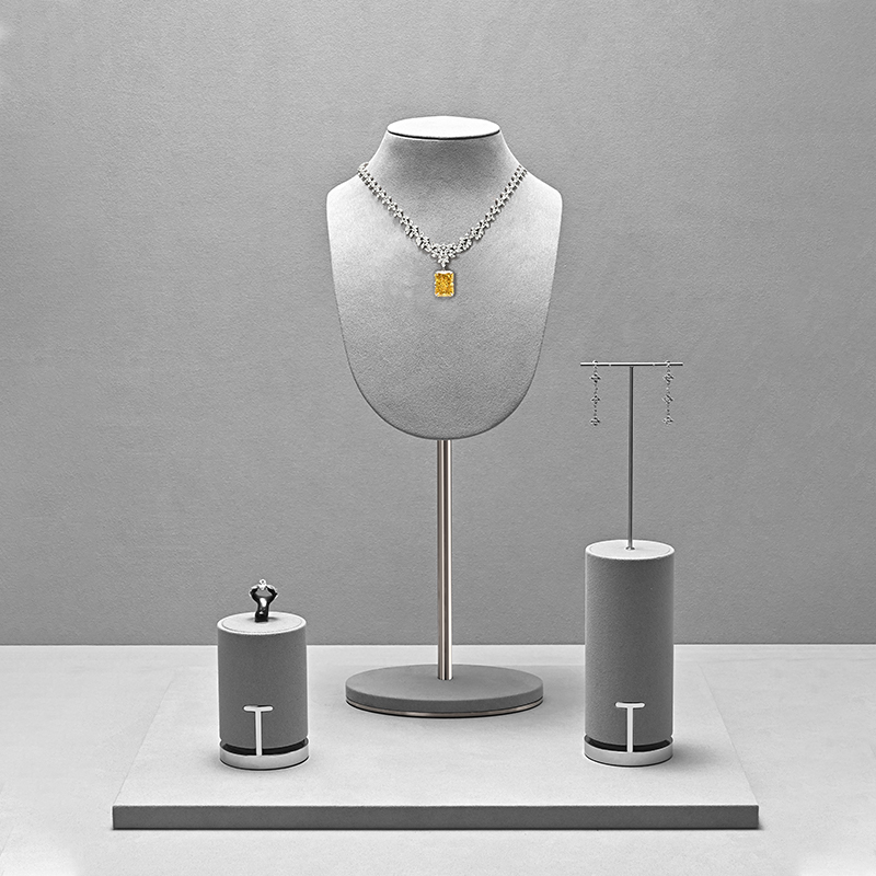 FANXI high quality Grey Microfiber custom jewelry display
