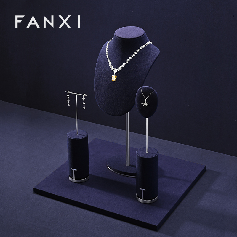 FANXI High quality Blue Metal Jewelry display set