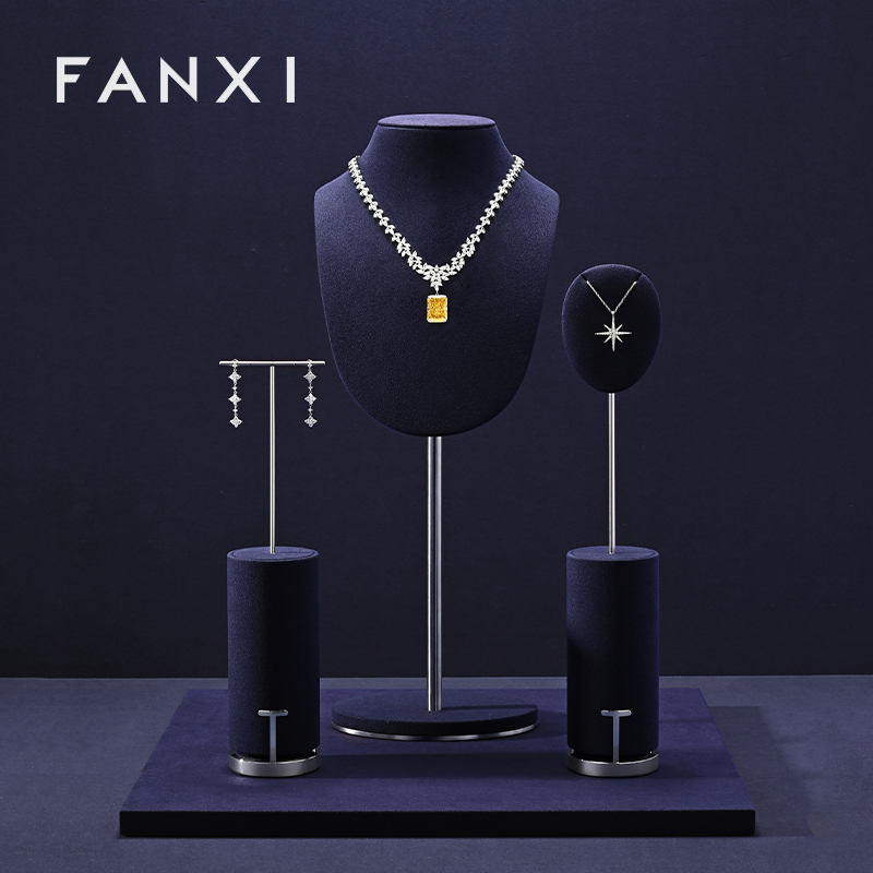 FANXI High quality Blue Metal Jewelry display set