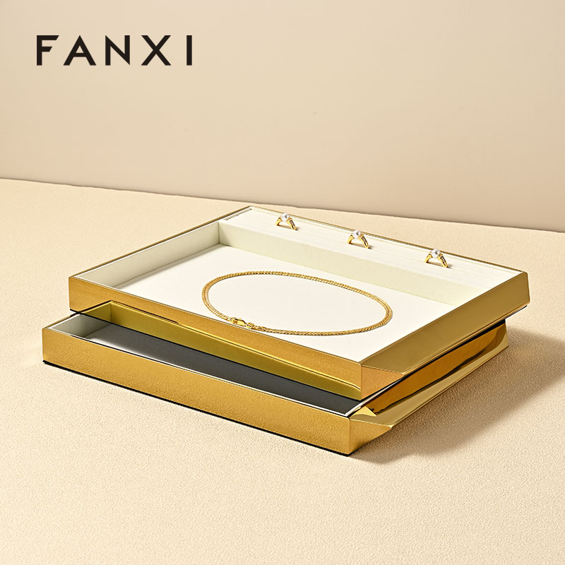 FANXI Hot sale shiny gold metal Jewelry Display Plate