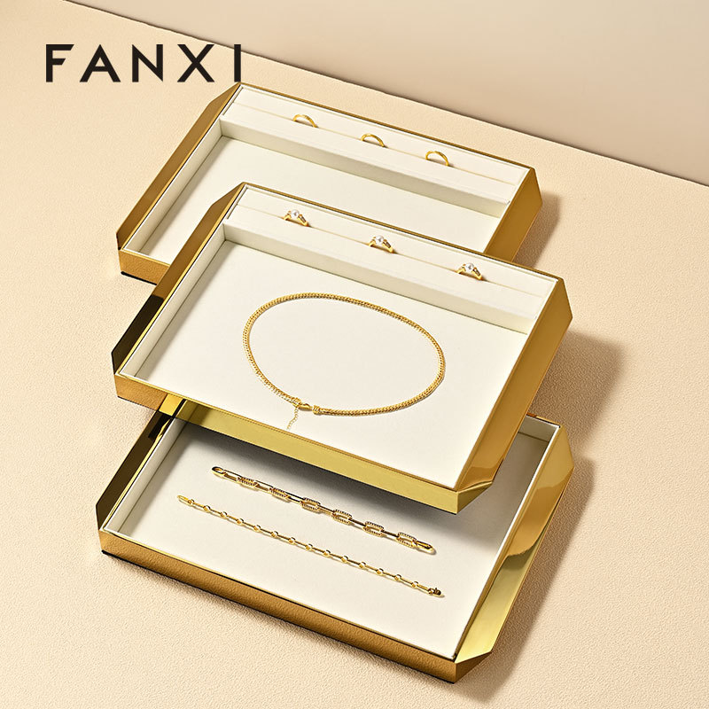 FANXI Hot sale shiny gold metal Jewelry Display Plate