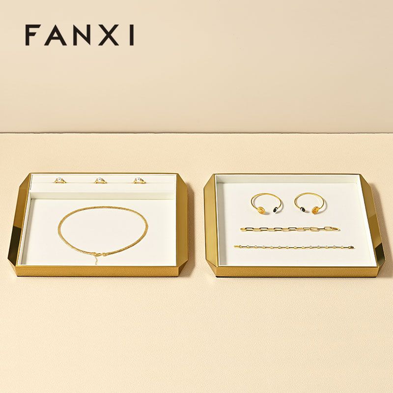 FANXI Hot sale shiny gold metal Jewelry Display Plate