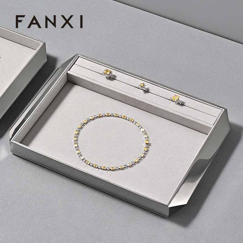 FANXI Hot sale glossy silver metal Jewelry Display Plate