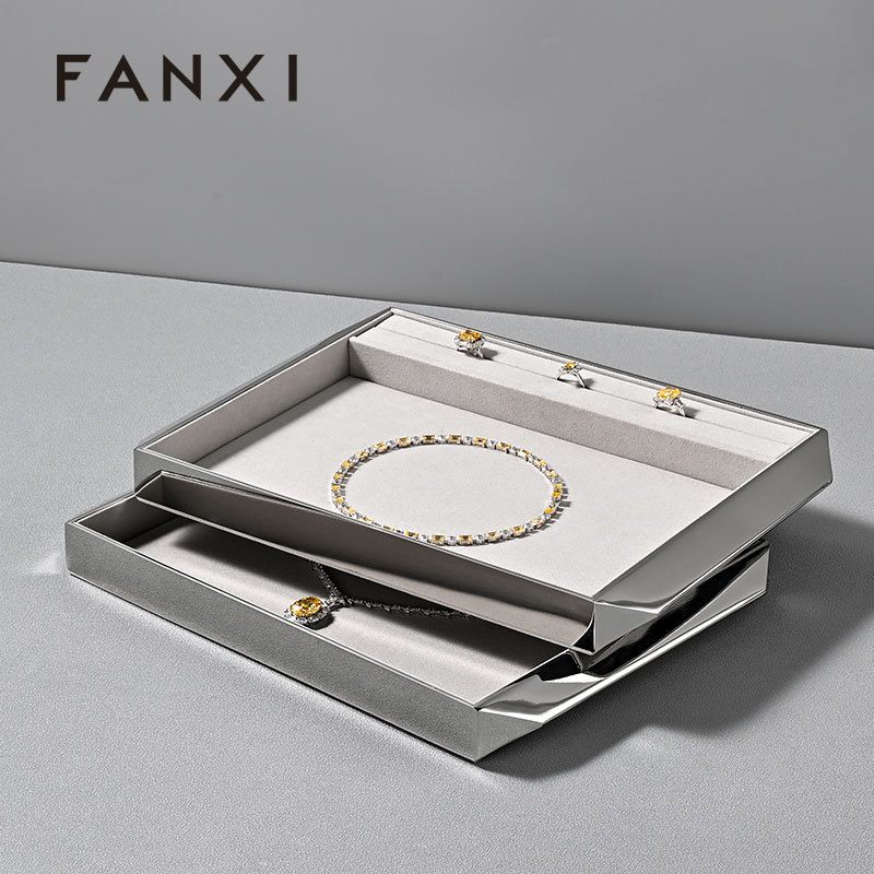 FANXI Hot sale glossy silver metal Jewelry Display Plate
