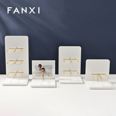 FANXI Fashion White Leather metal Jewelry Display
