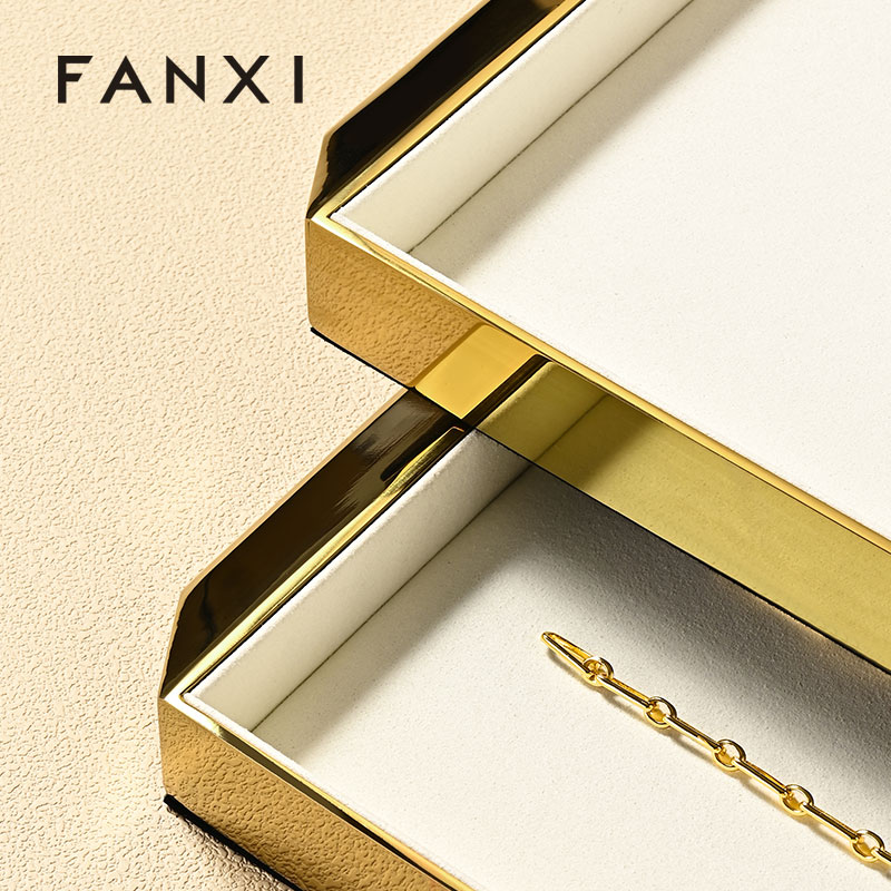 FANXI Hot sale shiny gold metal Jewelry Display Plate