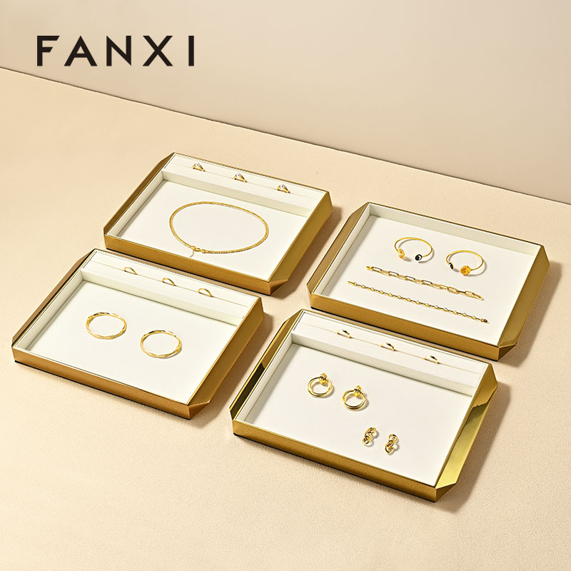 FANXI Hot sale shiny gold metal Jewelry Display Plate