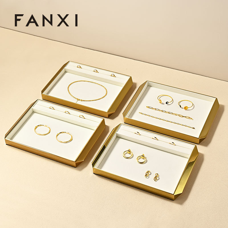 FANXI Hot sale shiny gold metal Jewelry Display Plate
