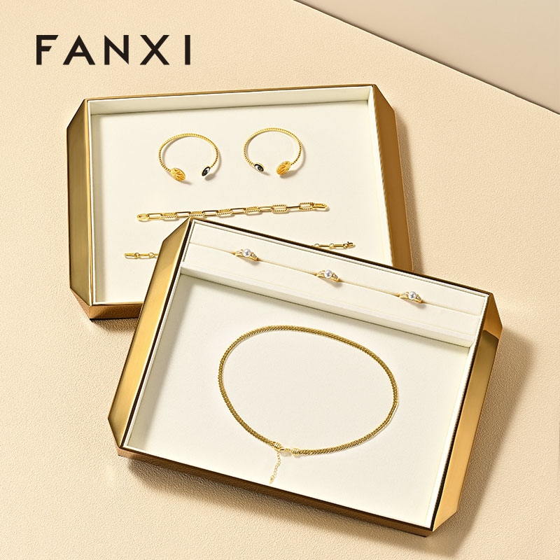FANXI Hot sale shiny gold metal Jewelry Display Plate