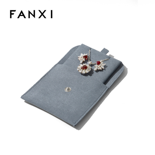 FANXI Custom Fashion blue microfiber Jewelry bag