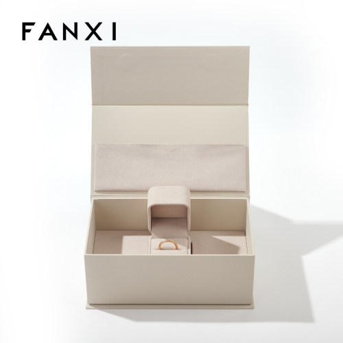 FANXI Custom beige leatherette paper jewelry box