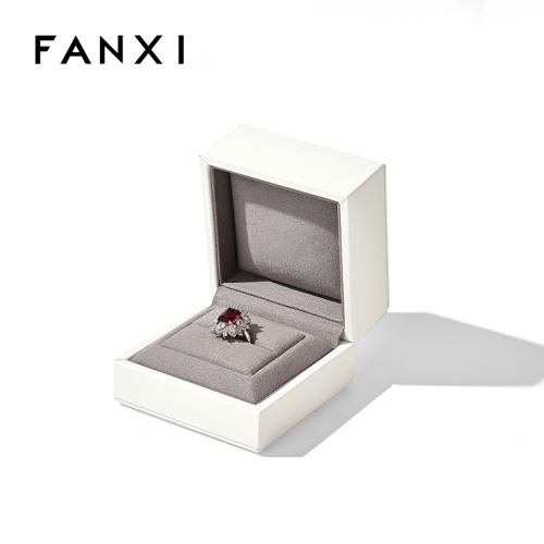 FANXI Custom white leather microfiber jewelry box