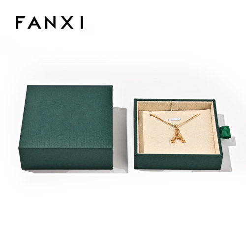 FANXI Custom green paper velvet necklace box