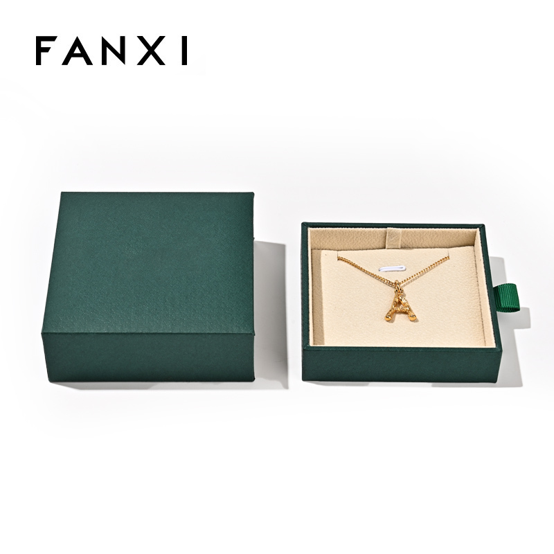 FANXI Custom green paper velvet necklace box