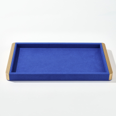 FANXI Custom blue wood microfiber jewelry tray