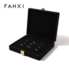 FANXI Custom blue PU and microfiber ring box