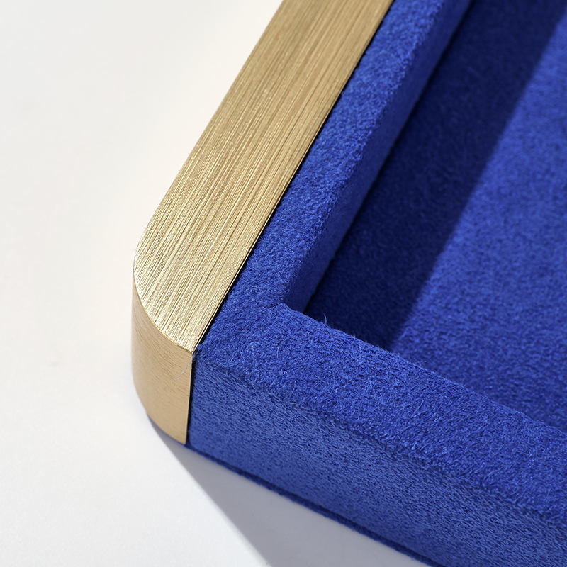 FANXI Custom blue wood microfiber jewelry tray