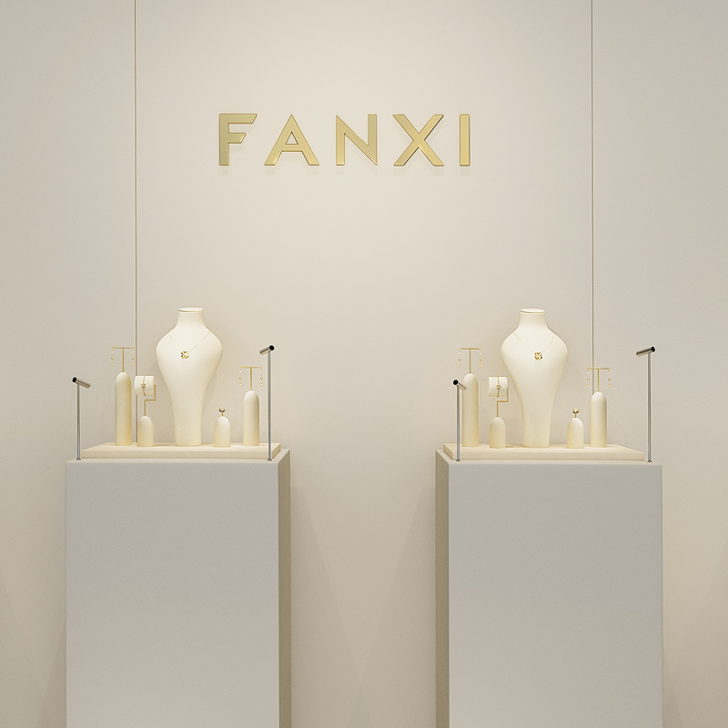 FANXI High end Beige Microfiber Jewelry display set