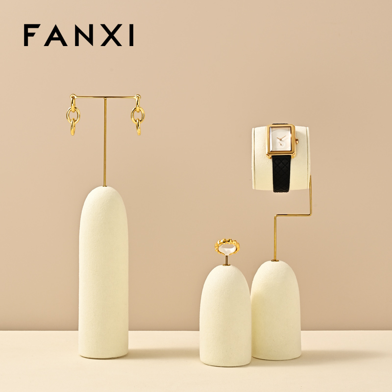 FANXI High end Beige Microfiber Jewelry display set