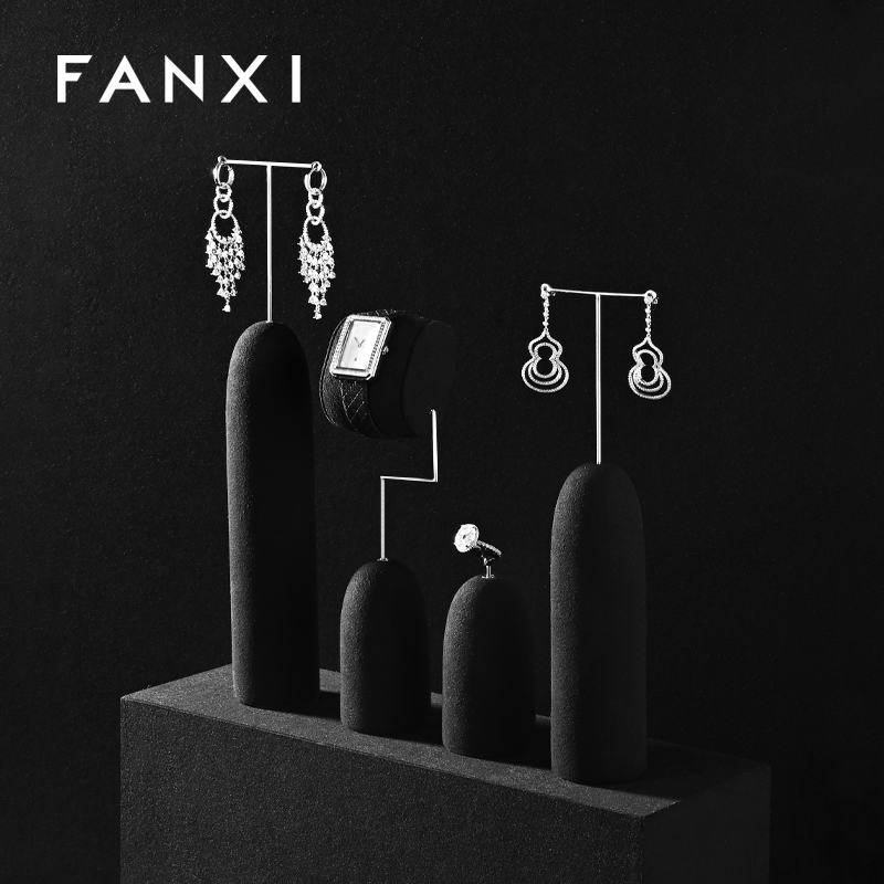 FANXI New arrival Black Microfiber Jewelry display set