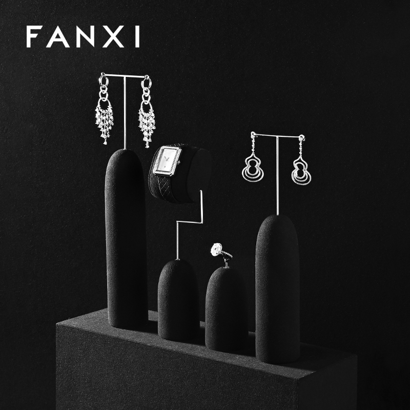 FANXI New arrival Black Microfiber Jewelry display set