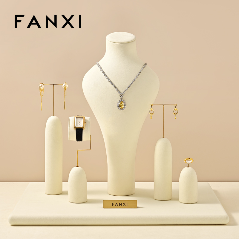 FANXI High end Beige Microfiber Jewelry display set