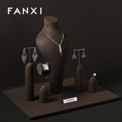 FANXI Hot sale Leather Coffee color Jewelry Combination Set