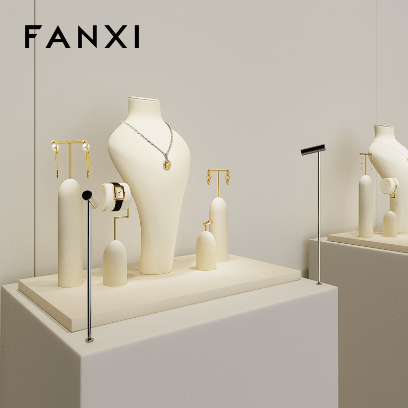 FANXI High end Beige Microfiber Jewelry display set