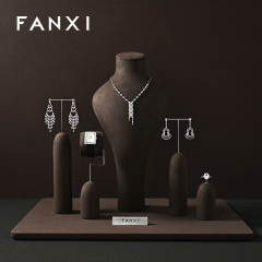FANXI Hot sale Leather Coffee color Jewelry Combination Set