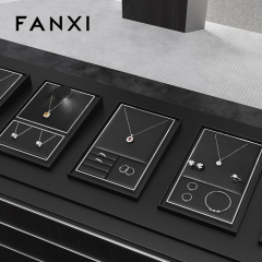 FANXI Luxury Black PU leather Jewelry display set