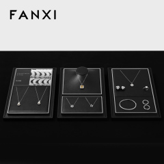 FANXI Luxury Black PU leather Jewelry display set