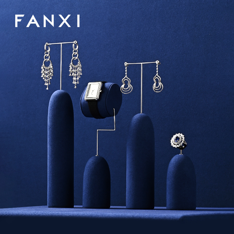 FANXI Wholesale Blue Microfiber Jewelry display set
