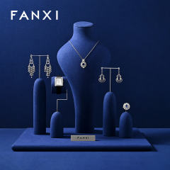 FANXI Wholesale Blue Microfiber Jewelry display set