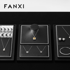 FANXI Luxury Black PU leather Jewelry display set
