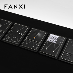FANXI Luxury Black PU leather Jewelry display set