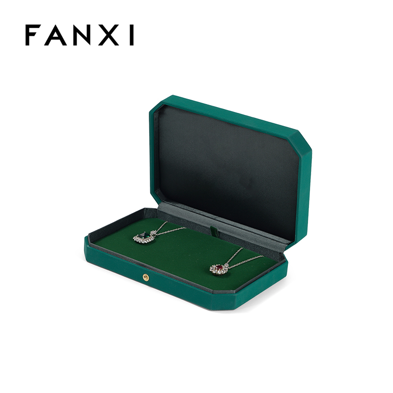 FANXI Custom green velvet leather big necklace box