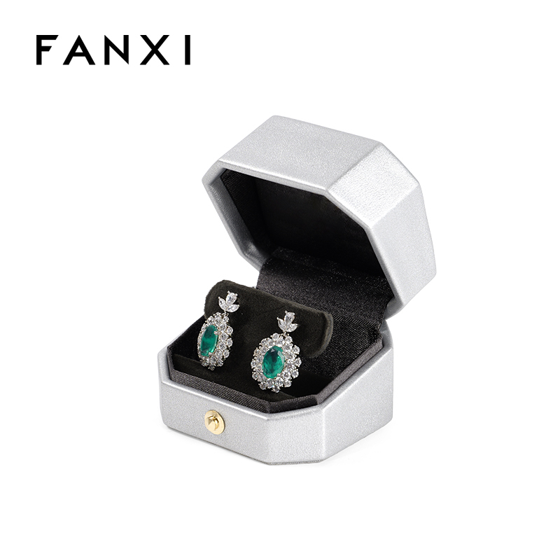 FANXI Custom silvery velvet leather earring box