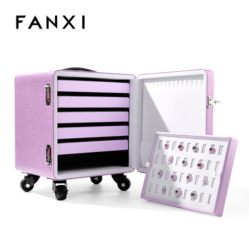 FANXI Custom lilac colour velvet leather draw bar box