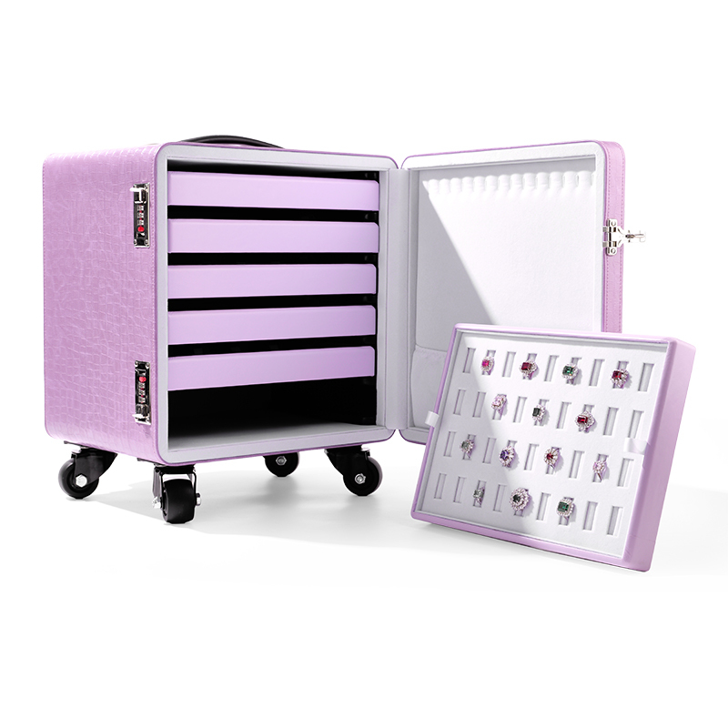 FANXI Custom lilac colour velvet leather draw bar box