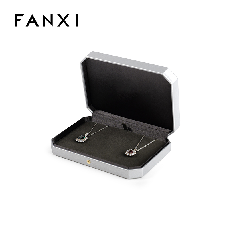 FANXI Custom silvery velvet leather big necklace box