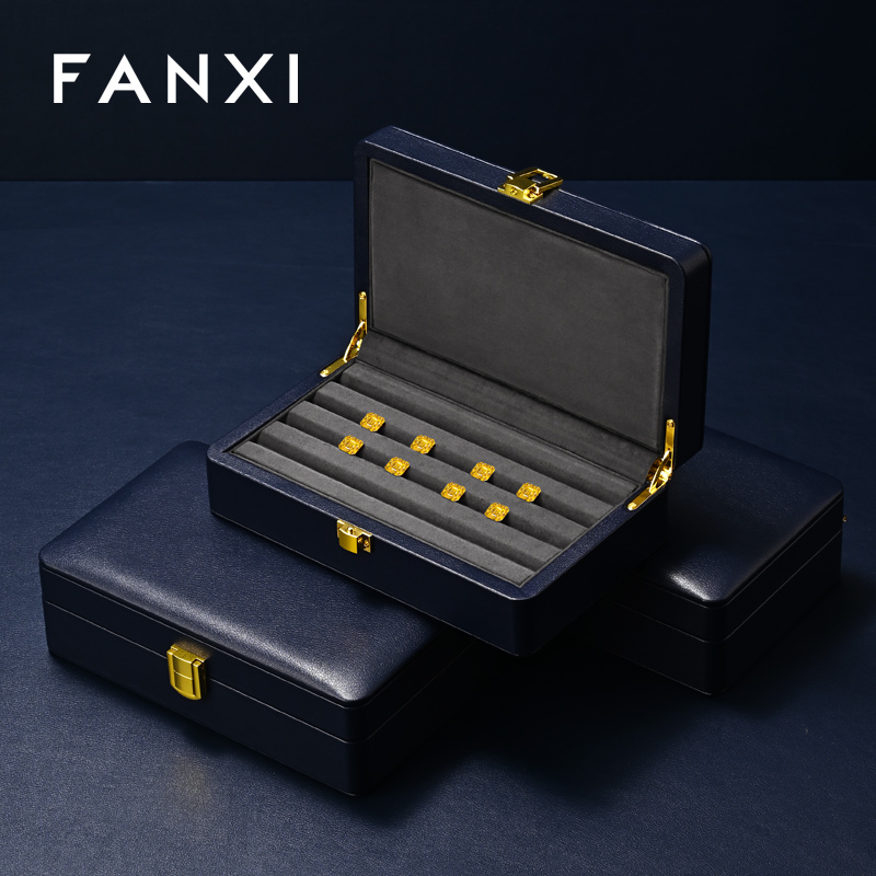 FANXI Hot sale velvet Blue Loose diamond storage box