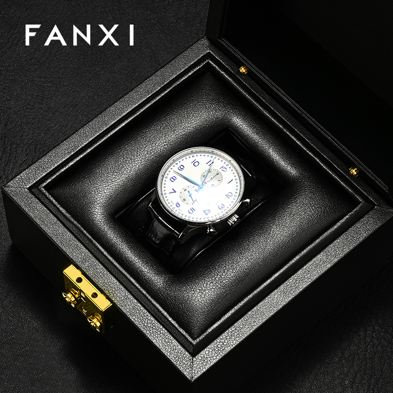 FANXI Hot sale Black Leather Watch Storage Box