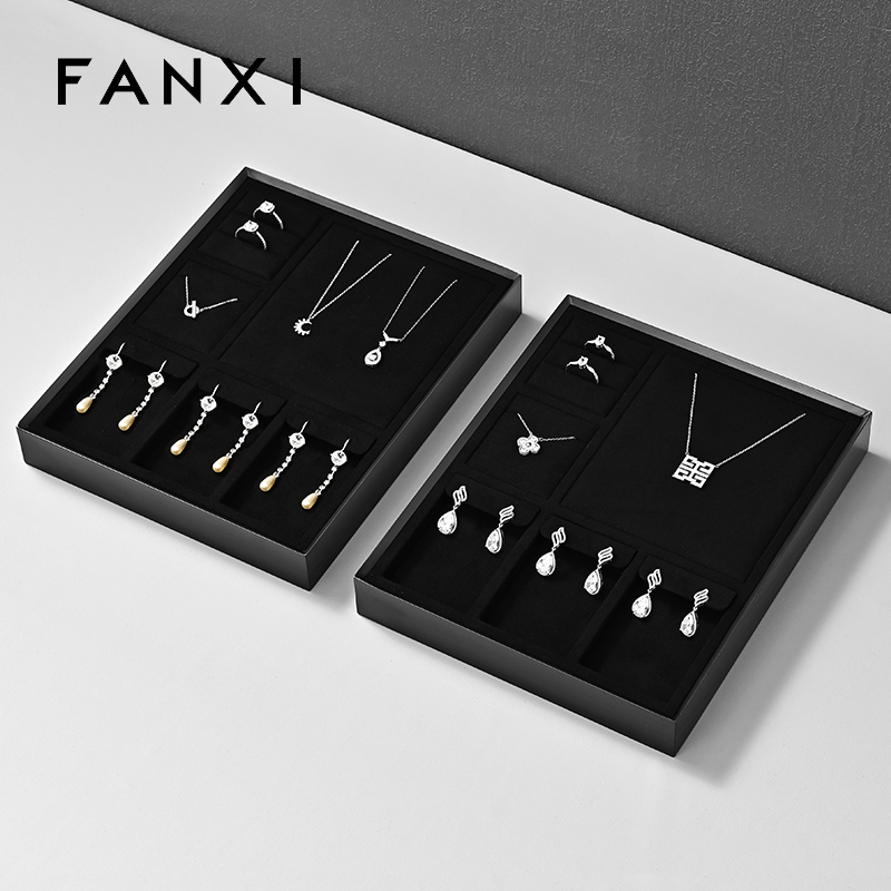 FANXI High quality Black Microfiber Jewelry Display tray