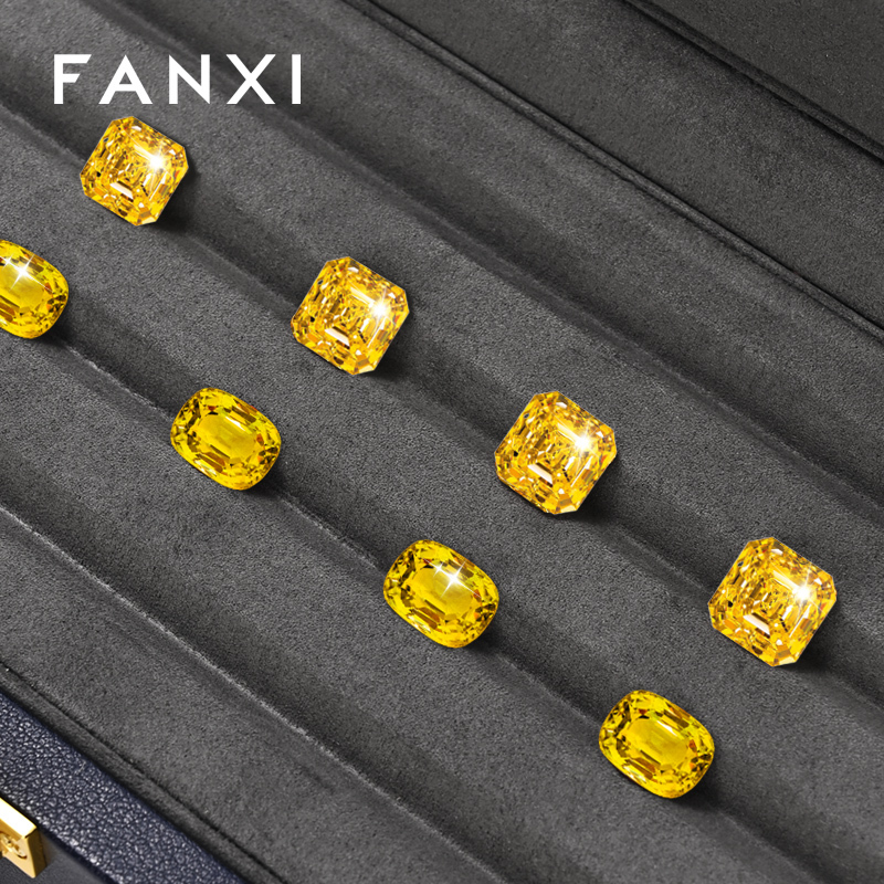 FANXI Hot sale velvet Blue Loose diamond storage box