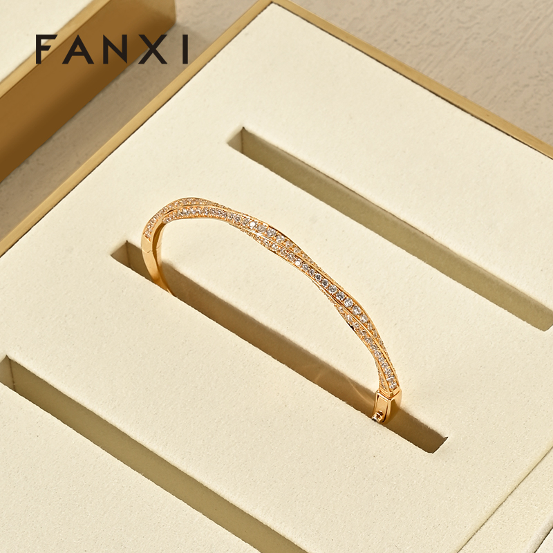 FANXI Hot sale Beige Metal Jewelry display tray